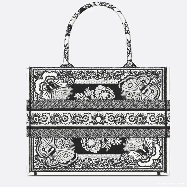 Cheap Dior Canvas Motif Butterfly Black Book Tote Bandana 0508 Hot Sale